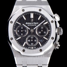 홍콩명품 [오데마피게] 남성용 NEW 로얄오크 26320ST.OO.1220ST.01 41mm 사이즈 드레스 워치!! 크로노그래프 블랙 와플 다이얼 브레이슬릿 신형 ETA 7750B-2 오토매틱 무브먼트 AUD0141  