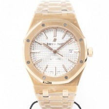 홍콩명품 [오데마피게] 남성용 하이엔드 로얄오크 15400OR.OO.1220OR.02 18K 로즈골드 오토매틱 Cal.3120타입 41mm 실버 와플 다이얼 aud6563  