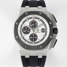 홍콩명품 [오데마피게] 남성용 NEW MOVT UP!! 로얄오크 오프쇼어 26400SO.OO.A002CA.01 블랙 세라믹 베젤 크로노그래프 화이트 와플 다이얼 오토매틱 무브먼트 AUD0203  