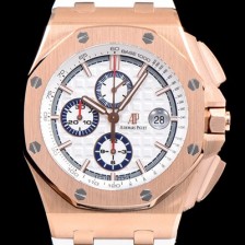 홍콩명품 [오데마피게] 남성용 로얄오크 오프쇼어 26408OR.OO.A010CA.01 섬머에디션!!크로노그래프 18K 로즈골드 화이트 와플 다이얼 오토매틱 무브먼트 AUD0210  