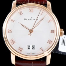 홍콩명품 [블랑팡] 남성용 빌레레 6669-3642-55B 그랑데 라지 데이트 울트라 슬림 40MM UP!! 고급스러운 18K로즈골드 케이스 화이트 다이얼 Cal.6950 오토매틱 무브먼트 BLA4203  
