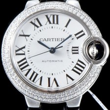 홍콩명품 [까르띠에] 남성용 신형 UP!!발롱블루 드 까르띠에 WE900651 33-36mm 사이즈 최상급 다이아몬드 세팅 베젤 화이트 실버 썬더스트 다이얼 오토매틱 무브먼트 CAR0006  