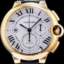 홍콩명품 [까르띠에] 남성용 발롱블루 드 까르띠에 W6920007 18k 옐로골드 화이트 텍스쳐드 다이얼 크로노그래프 오토매틱 무브먼트 CAR0110  