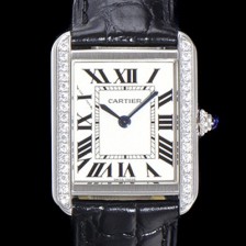 홍콩명품 [까르띠에] 여성용 탱크 WJTA0011 로마 인덱스 31mm 화이트 다이얼 커플용 악어가죽 쿼츠 무브먼트 CAR0500  