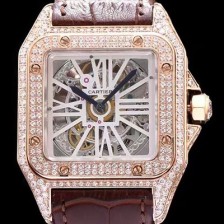 홍콩명품 [까르띠에] 남성용 신상출시!!산토스 뒤몽 컬렉션 HPI00587 18k 로즈골드 다이아몬드 셋팅 스켈레톤 다이얼 오토매틱 무브먼트 CAR0115  