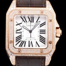 홍콩명품 [까르띠에] 남성용 산토스 100 XL 로즈골드 다이아몬드 화이트 다이얼 CAR0131  