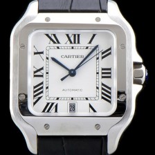 홍콩명품 [까르띠에] 남성용 산토스 드 까르띠 WSSA0009 라지 모델-데이트 정품 동일 사이즈 실버 마감 오팔린 다이얼 오토매틱 무브먼트 CAR4000  