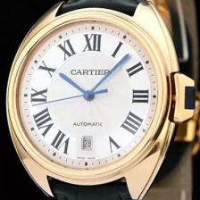 홍콩명품 [까르띠에] 남성용 최신버전!! 끌레 드 까르띠에 WGCL0002 18K 옐로우골드 케이스 실버 플렝케 다이얼 오토매틱 무브먼트 CAR0121  