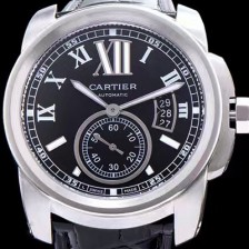 홍콩명품 [까르띠에] 남성용 칼리브드 까르띠에 블랙 다이얼 블랙 레더 스트랩 오토매틱 무브먼트 CAR0003  