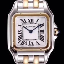 홍콩명품 [까르띠에] 여성용 NEW 쿼츠 타입 팬더 드 까르띠에 워치 W2PN0007 미듐 모델 18K 옐로우 골드&스틸 케이스 화이트 다이얼 브레이슬릿 스위스 쿼츠 무브먼 CAR4045  