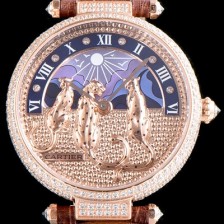 홍콩명품 [까르띠에] 남성용 레브 드 팬더 HPI00930 18K 로즈골드 하이 쥬얼 세팅 픽첼 다이얼 스위스 쿼츠 무브먼 CAR0010  