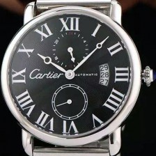 홍콩명품 [까르띠에] 남성용 롱드더 까르띠에 서브 세컨즈 물결무늬 블랙 다이얼 화이트 로마 인덱스 스위스 ETA 2824-A2오토매틱 무브먼 CAR0330  