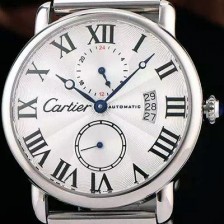홍콩명품 [까르띠에] 남성용 롱드더 까르띠에 서브 세컨즈 물결무늬 실버 다이얼 블랙 로마 인덱스 스위스 ETA 2824-A2오토매틱 무브먼 CAR0335  