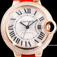홍콩명품 [까르띠에] 여성용 발롱블루 WE902066 18K 로즈골드 33mm 다이아몬드 베젤 화이트 다이얼 오토매틱 무브먼트 CAR0504  