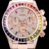 홍콩명품 [로렉스] 남성용 신형 데이토나!! 코스모그래프 "레인보우" 무지개 컬러 바게크 컷 사파이어 36개 세팅 베젤 다이아몬드-핑크자게 다이얼 오이스터 브레이슬릿 7750B-2 오토매틱 무브먼트 ROL0510  