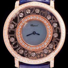 홍콩명품 [쇼파드] 여성용 해피 스포츠 라이트 블루 쉘 다이얼 다이아몬드 주얼리 세팅 쿼츠 무브먼트 CHO0400  