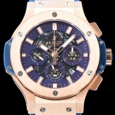 홍콩명품 [휴블렛] 남성용 New pgrade!!빅뱅 341.PB.131.RX 18K 로즈 골드 크로노그래프 44MM 블루&스켈레톤 다이얼 수정형 ETA 7750 오토매틱 무브먼트 HUB0230  