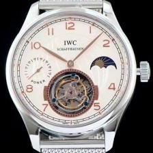 홍콩명품 [아이더블유씨] 남성용 포르투기즈 투어빌론 문페이즈 파워리져브 로즈골드 인덱스 화이트 다이얼 스틸 메쉬 브레이슬릿 IWC0211  