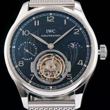 홍콩명품 [아이더블유씨] 남성용 포르투기즈 투어빌론 문페이즈 파워리져브 실버 인덱스 블랙 다이얼 스틸 메쉬 브레이슬릿 IWC0212  