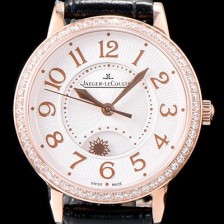 홍콩명품 [예거르꿀르뜨] 남성용 랑데부 나잇&데이 3442440 레이디 워치 18K 로즈골드 최상급 다이아몬드 세팅 베젤 문페이즈 화이트 텍스쳐드 다이얼 오토매틱 무브먼트 JAG0440  