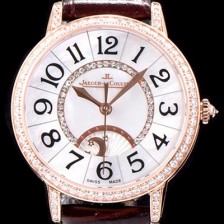 홍콩명품 [예거르꿀르뜨] 남성용 랑데부 나잇&데이 3442440 레이디 워치 18K 로즈골드 최상급 다이아몬드 세팅 베젤 문페이즈 자개 다이얼 오토매틱 무브먼트 JAG0420  