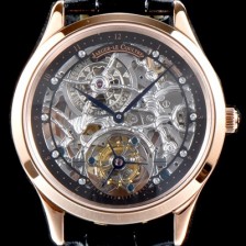 홍콩명품 [예거르쿨트르] 남성용 신형 마스터 그랜드 투어빌론 18K 로즈골드 케이스 쥬얼 다이아몬드 인덱스 블랙&실버 스켈레톤 다이얼 투어빌론 무브먼트 JAG0402  