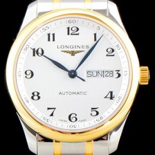 홍콩명품 [론진] 남성용 마스터 컬렉션 L2.755.5.78.7 클래식 데이데이트 논크로노 모델!! 18K 옐로우골드 투톤콤비 화이트 텍스쳐드 다이얼 브레이슬릿 오토메틱 무브먼트 LON0400  