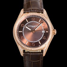 홍콩명품 [바쉐론 콘스탄틴] 남성용 피프티식스 Ref.4600E 오토매틱 1326 타입 18K 로즈골드 40mm 보석/큐빅 가죽줄 브라운 다이얼 vac1151  