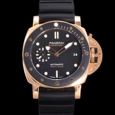 홍콩명품 [파네라이] 남성용 서브머시블 골드테크™ PAM02164 오토매틱 Cal P. 900 타입 42mm 18K 로즈골드 우레탄 블랙 다이얼 pan5209  