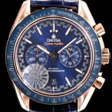 홍콩명품 [오메가] 남성용 스피드마스터 329.53.44.51.03.001 18K 로즈골드 레이싱 코-액시얼 마스터 크로노미터 타키미터 크로노그래프 블루 다이얼 일본 수입산 쿼츠 무브먼트 OMG05041  