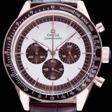 홍콩명품 [오메가] 남성용 18K 로즈골드 화이트브라운 다이얼 JAPAN QUARTZ (최고급형) 무브먼트 OMG0001  