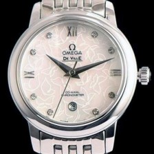 홍콩명품 [오메가] 여성용 드빌 424.12.33.20.55 자게 화이트 다이얼 18k 화이트골드 브레이슬릿 쥬얼리 인덱스 오토매틱 무브먼트 OMG0011  