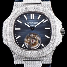 홍콩명품 [파텍필립] 남성용 노틸러스 뚜르비옹 최상급쥬얼 다이아몬드 풀 세팅 케이스 블루 텍스쳐 다이얼 아시안 투어빌론 탑재 PAT0102  