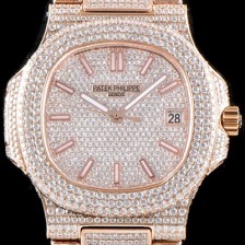 홍콩명품 [파텝필립] 남성용 파텍필립 5719/10G-010 노틸러스 스위프 세컨즈 18K 로즈골드 럭셔리한 최상급쥬얼 다이아몬드 풀 셋팅 브레이슬릿 Cal.324 S C 오토매틱 무브먼트 PAT0100  