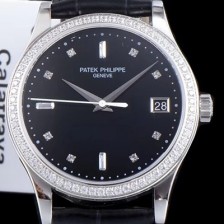 홍콩명품 [파텍필립] 남성용 칼라트라바 5297G-001 18k 화이트골드 다이아몬드 베젤 블랙 다이얼 오토매틱 무브먼트 PAT0100  