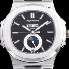 홍콩명품 [파텝필립] 남성용 파텍필립 신형 노틸러스 데이데이트 문페이즈 블랙 텍스쳐드 다이얼 기계식 자동형 무브먼트 PAT0131  