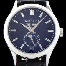 홍콩명품 [파텍필립] 남성용 신형!!컴플리케이션 5396R-014 에뉴얼 캘린더 데이-데이트 문페이즈 바게트 컷 다이아몬드 인덱스 네이비 다이얼 Cal.324 S C 오토매틱 무브먼트 PAT0101  