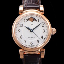 홍콩명품 [아이더블유씨]여성용 다빈치 오토매틱 문페이즈 36mm 18K 로조골드 가죽줄 화이트다이얼 iwc56034  