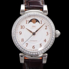 홍콩명품 [아이더블유씨]여성용 다빈치 IW459307 오토매틱 문페이즈 36mm 18K 로조골드 다이아몬드베젤가죽줄 화이트다이얼 iwc76405  