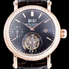 홍콩명품 [파텍필립] 남성용 그렌드 컴플리케이션 투어빌론 무브먼트 문페이즈 다이아 베젤 블랙 다이얼 PAT0104  