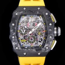 홍콩명품 [리차드밀레] 남성용 플라이백 RM11-03 오버사이즈 데이트 크로노그래프레드 포지드 카본 케이스 스켈레톤 다이얼 오토매틱 무브먼트 RIC08691  