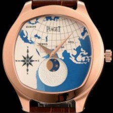 홍콩명품  [피아제] 남성용 블랙-타이 18K 로즈골드 문페이즈 픽첼 다이얼 스위스 쿼츠 무므먼트 PIA4200  