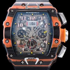 홍콩명품 [리차드밀레] 남성용 리차드 밀 RM11-03 오토매틱 플라이백 크로노그래프레드 맥라렌!! 오렌지&카본 TPT 오버사이즈 데이트 스켈레톤 다이얼 오토매틱 무브먼트 RIC0202  