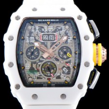 홍콩명품 [리차드밀레] 남성용 최신버전 업그레이드형 RM011 화이트 세라믹 오버사이즈 데이트 크로노그래프 스켈레톤 다이얼 오토매틱 무브먼트 RIC0411  