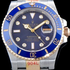 홍콩명품 [로렉스] 남성용 서브마리너 116613LB-97203 다이아몬드 인덱스 블루 다이얼 18K 옐루골드 포금 2836-2 오토매틱 무브먼트 ROL0114  