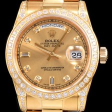 홍콩명품 [로렉스] 남성용 오이스터 퍼페츄얼 118348 데이데이트 최상급쥬얼 다이아몬드 세팅 18K 옐로우 골드 브레이슬릿 오토매틱 무브먼트 ROL0300  