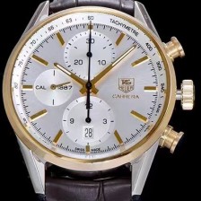 홍콩명품 [태그호이어] 남성용 까레라 칼리버 1887 크로노그래프 화이트 다이얼 오토매틱 무브먼트 TAG0201  