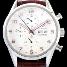 홍콩명품 [태그호이어] 남성용 까레라 칼리버 16 오토매틱 크로노그래프Day-Date 화이트 다이얼 TAG0100  