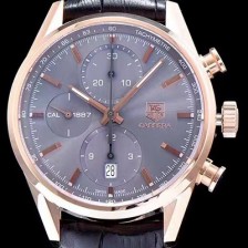 홍콩명품 [태그호이어] 남성용 까레라 칼리버 1887 크로노그래프 로즈골드 그레이 다이얼 오토매틱 무브먼트 TAG0230  
