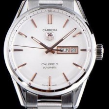 홍콩명품 [태그호이어] 남성용 까레라 칼리버 5 WAR201D.BA0723 데이-데이트 논 크로노 화이트 다이얼 브레이슬릿 오토매틱 무브먼트 TAG0111  